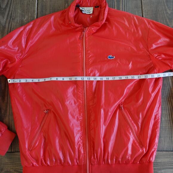 Vintage Izod Lacoste Jacket Mens XL Red Nylon Retro 80s Full Zip Windbreaker - Picture 10 of 13